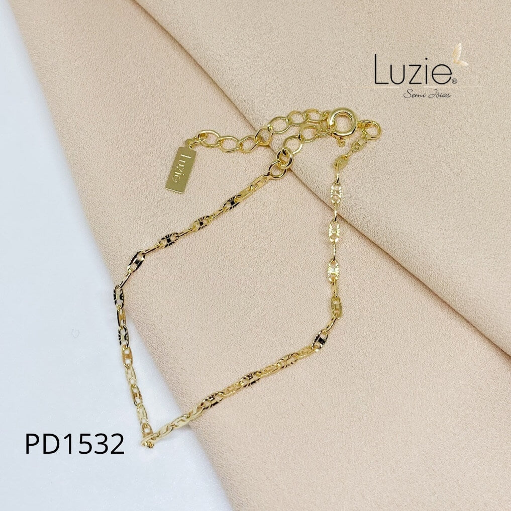 Pulseira Elos Lacre com Frisos - PD1532 - Folheado a Ouro