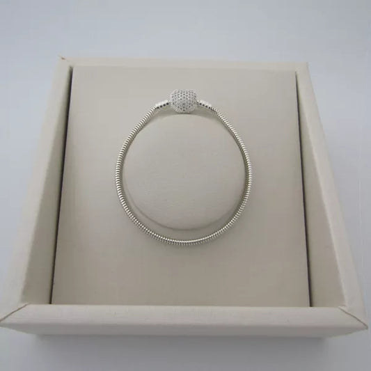 Pulseira para berloques - Fecho Coração Cravejado