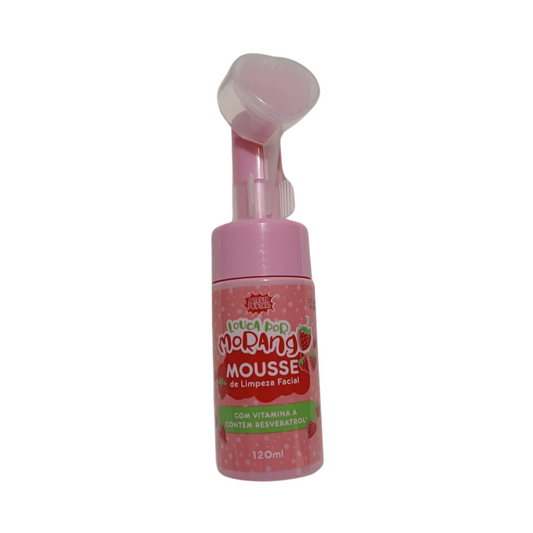 Mousse De Limpeza Facial Com Escova Louca Por Morango Super Poderes