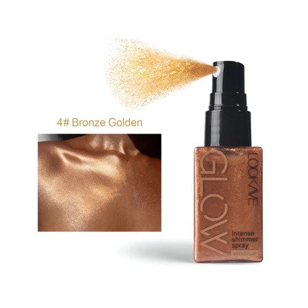 Iluminador Corporal e Facial Glow Spray  Brilho Dourado Instantâneo - 4 Cores Disponíveis -