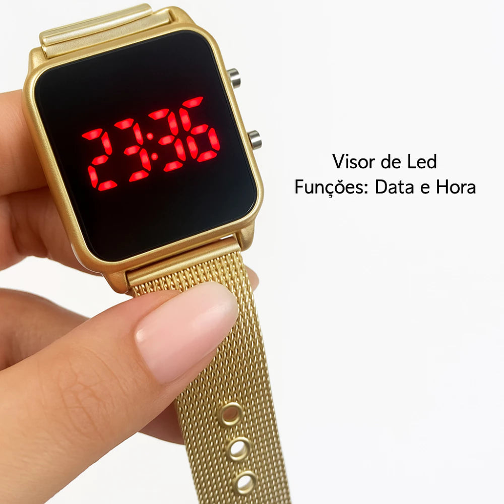 Relógio Digital Led De Pulso Feminino Quadrado
