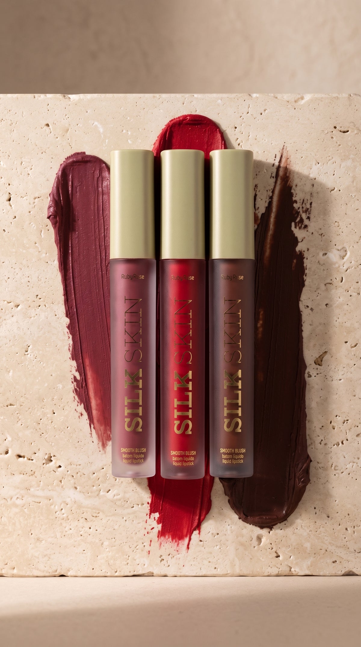 Kit 3 Batons Líquidos Ruby Rose Silk Skin