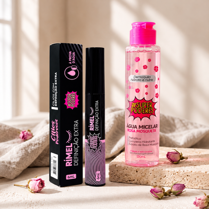 Kit Super Poderes – Rímel Definição Extra + Água Micelar Rosa Mosqueta