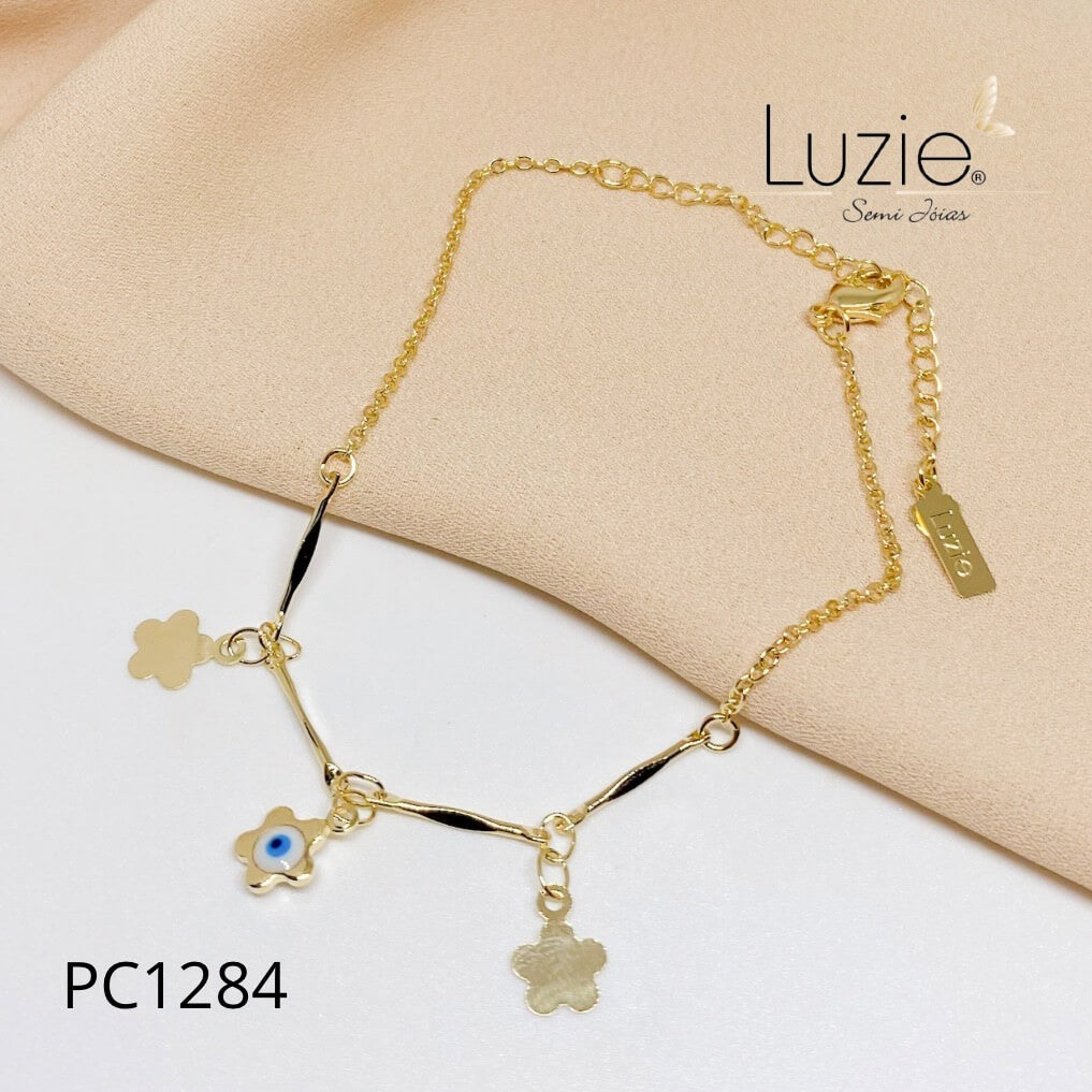Pulseira Palito Flor - PC1284 - Folheado a Ouro