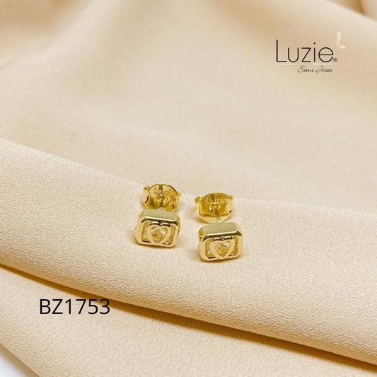 Brinco Cristal Retangula - BZ1753 - Folheado a Ouro
