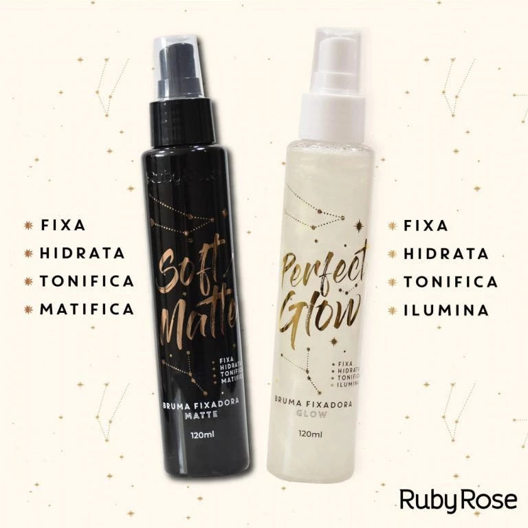 Bruma Fixadora Ruby Rose - Perfect Glow e Soft Matte