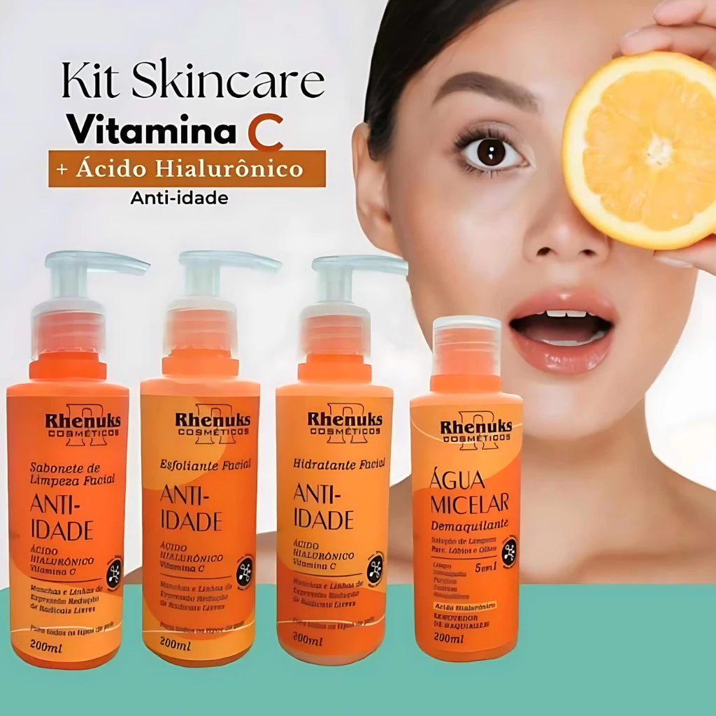 Kit Skin Care Tratamento Facial - 4 Produtos para o Rosto - Rhenuks