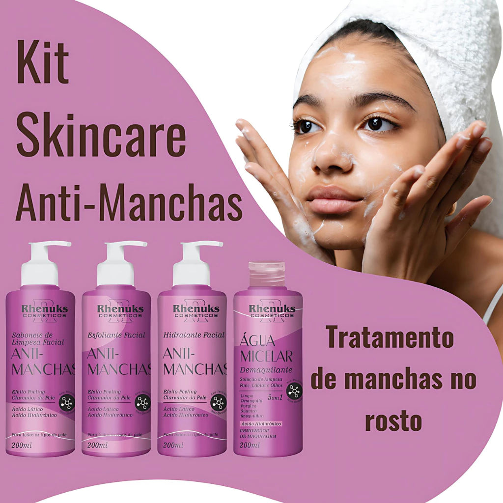 Kit Skin Care Tratamento Facial - 4 Produtos para o Rosto - Rhenuks