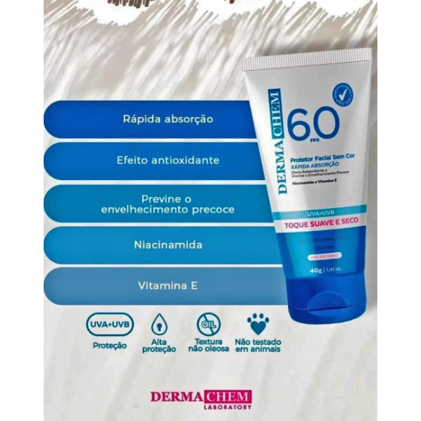 Protetor Facial sem Cor 60 FPS - Dermachem