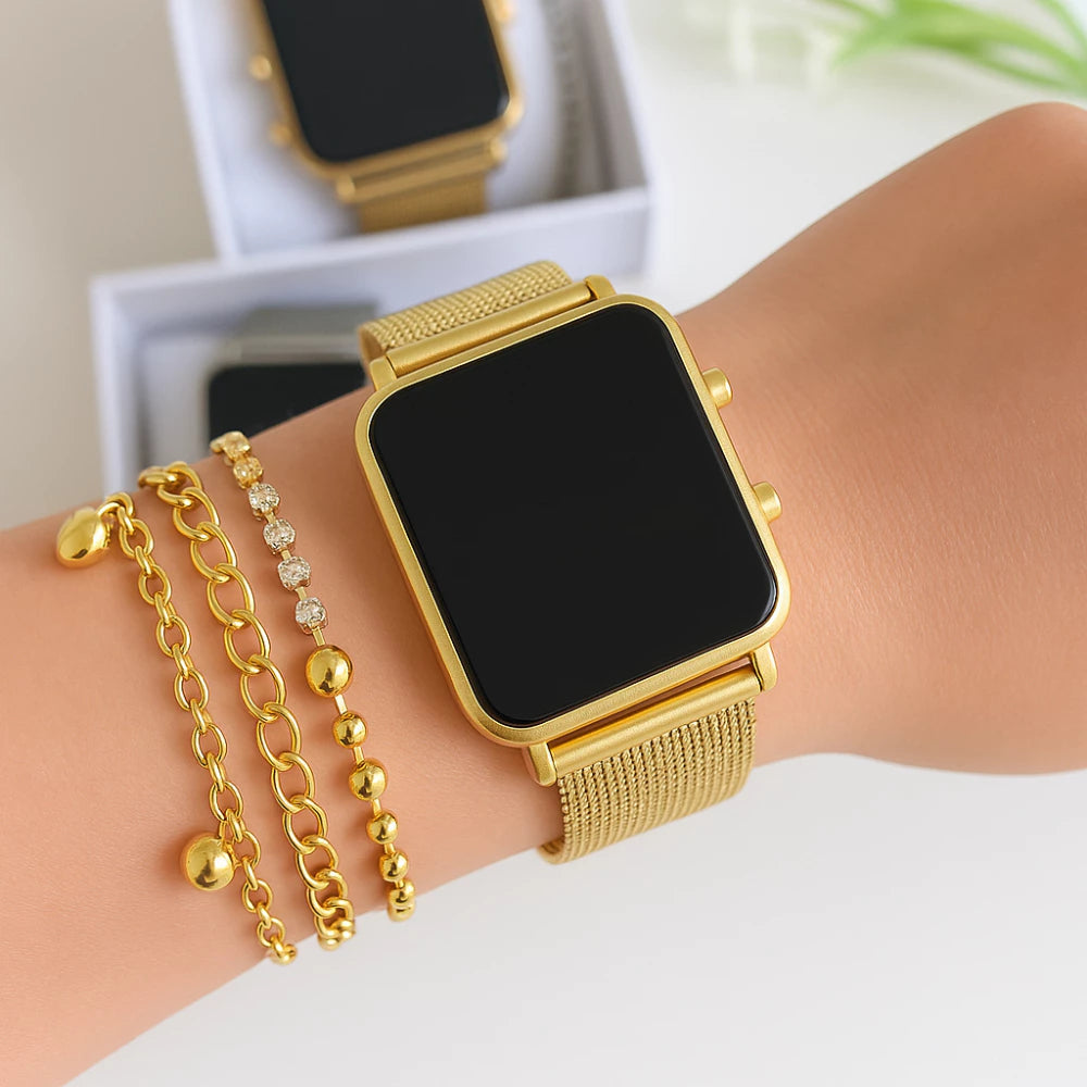 Relógio Digital Led De Pulso Feminino Quadrado