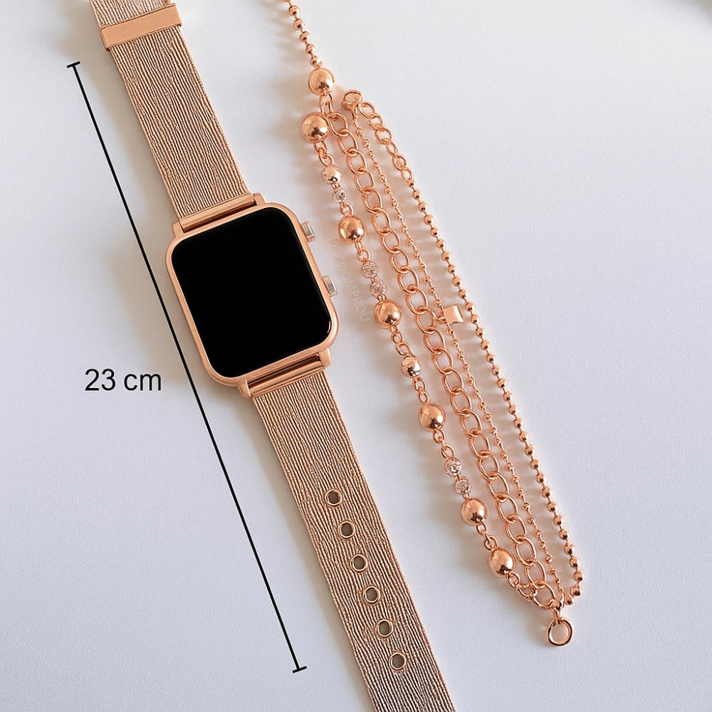 Relógio Digital Led De Pulso Feminino Quadrado