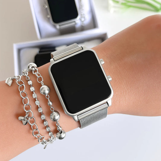 Relógio Digital Led De Pulso Feminino Quadrado