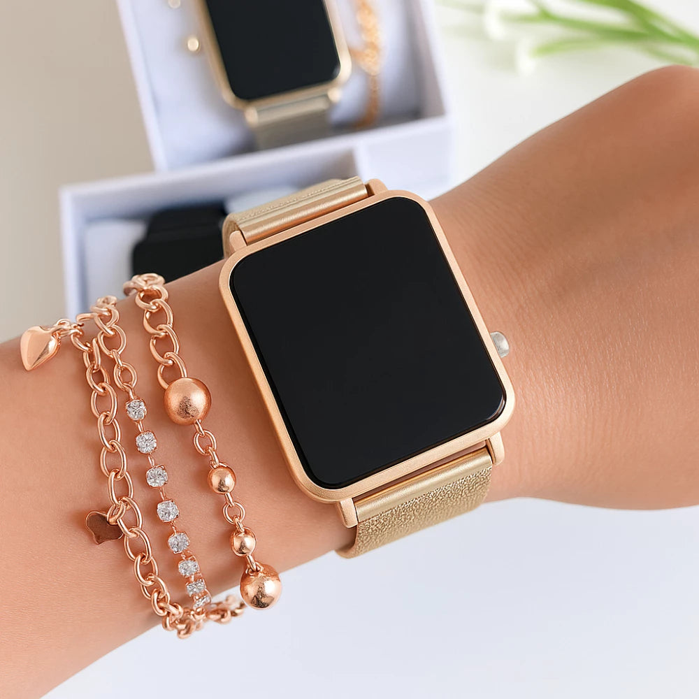 Relógio Digital Led De Pulso Feminino Quadrado